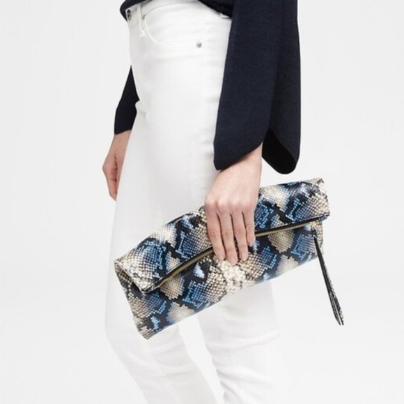 Banana Republic Snake Skin Embossed Leather Clutch Oversized Buttery Soft NWT - Picture 16 of 16